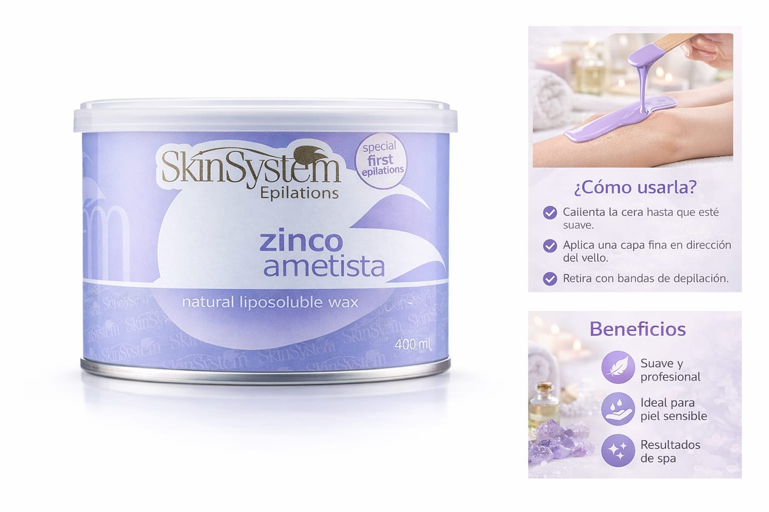 cera depilatoria zinco ametista skinsystem 400 ml